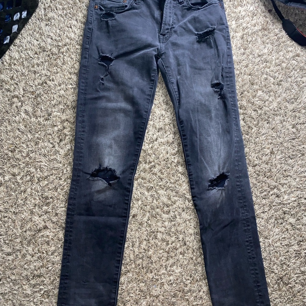 Men's Distressed Gray Jeans